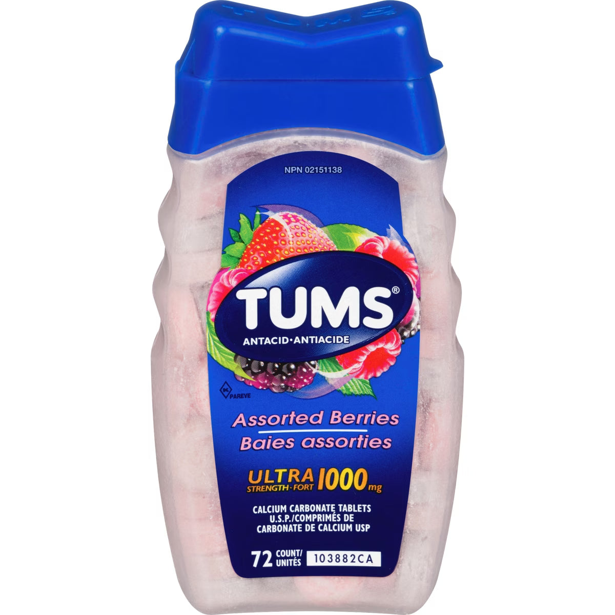 Tums Ultra Strength Antacid for Heartburn Relief Assorted Berry 72 count