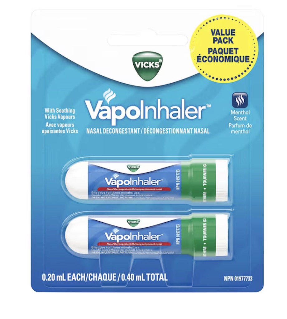Vicks
VapoInhaler Nasal Decongestant Inhaler, Menthol Scent, 0.20 mL each