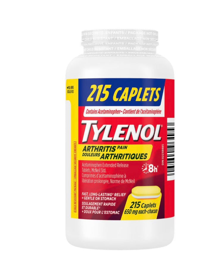 Tylenol Arthritis Pain Relief Acetaminophen 650 mg Caplets, Bonus Pack, 200 + 15 Count