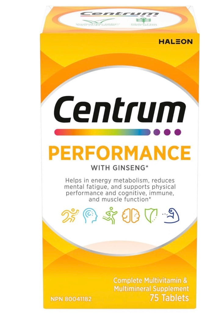 Centrum Performance Multivitamin and Multimineral Supplement Tablets with Ginseng, 75 Count