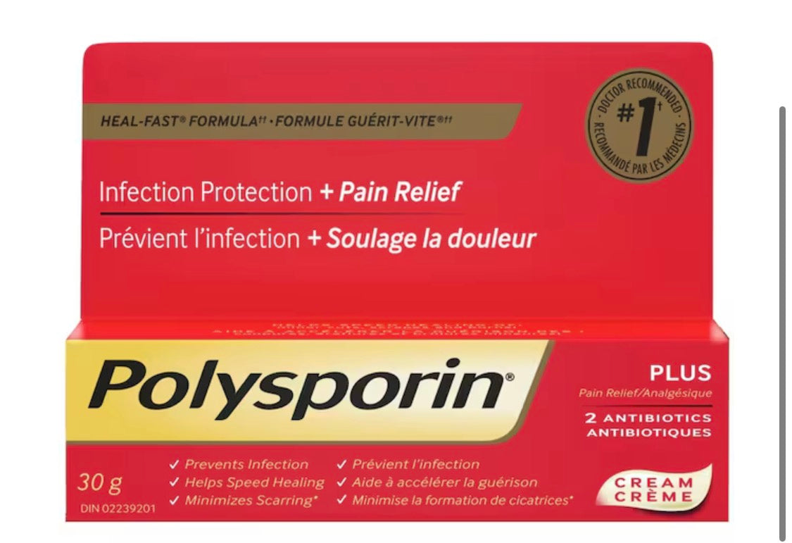 Polysporin
Plus Pain Relief Cream, Antibiotic Cream