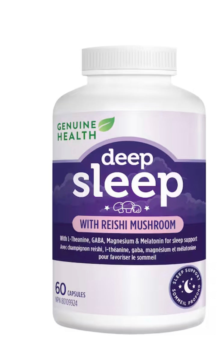 Genuine Health
Deep Sleep with Reishi Mushroom, Vegan, Gluten Free, Soy Free, Non GMO, 60 Count Capsules