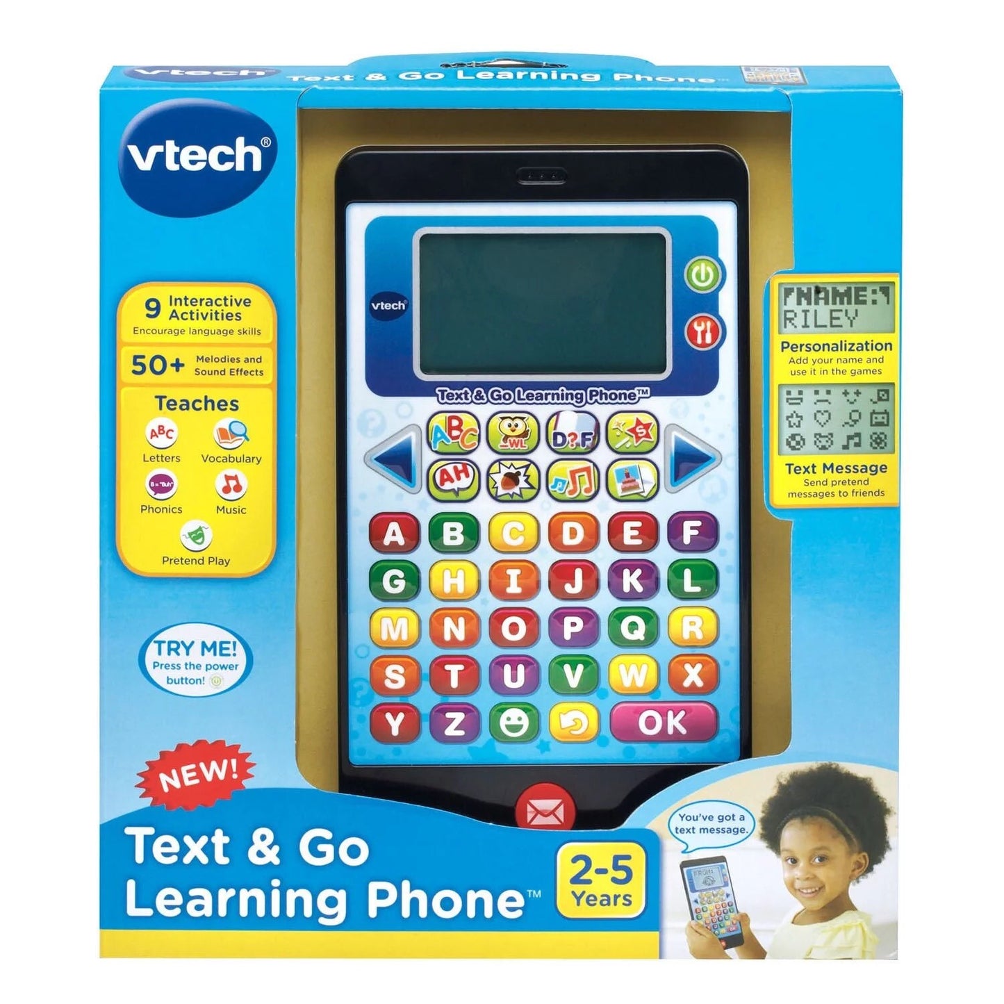 VTech Text And Go Learning Phone Letters Numbers Counting Time