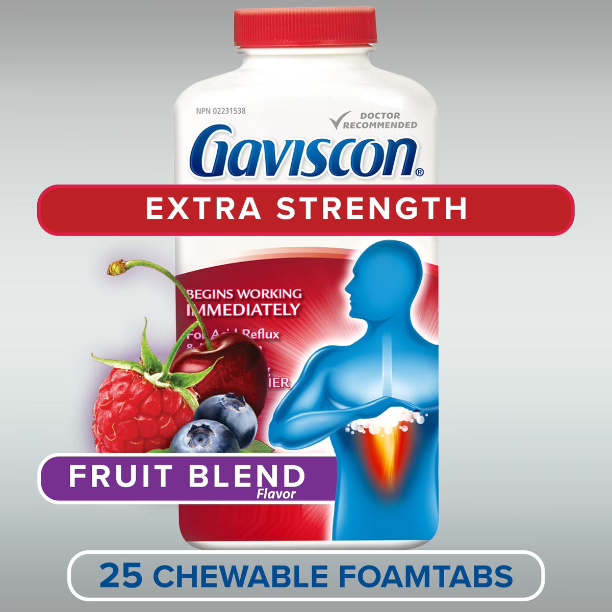 Gaviscon Extra Strength Chewable Foamtabs Fruit Blend 25 count