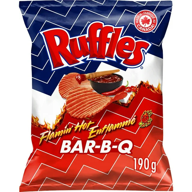 Ruffles Flamin’ Hot Bar-B-Q flavoured Potato Chips