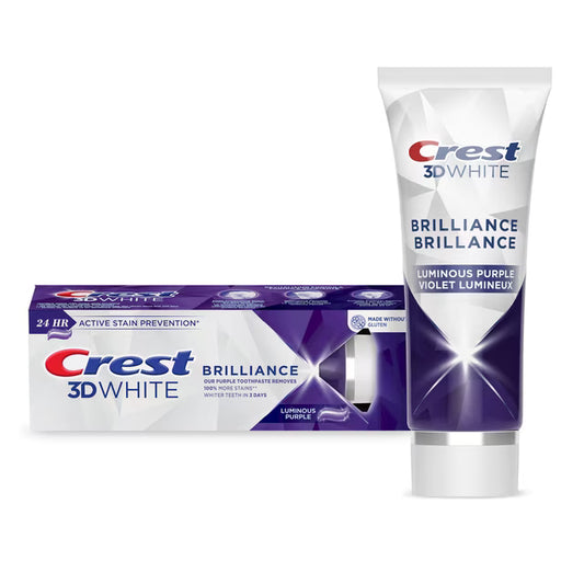 Crest 3D White Brilliance Teeth Whitening Purple Toothpaste, Luminous Mint 85mL