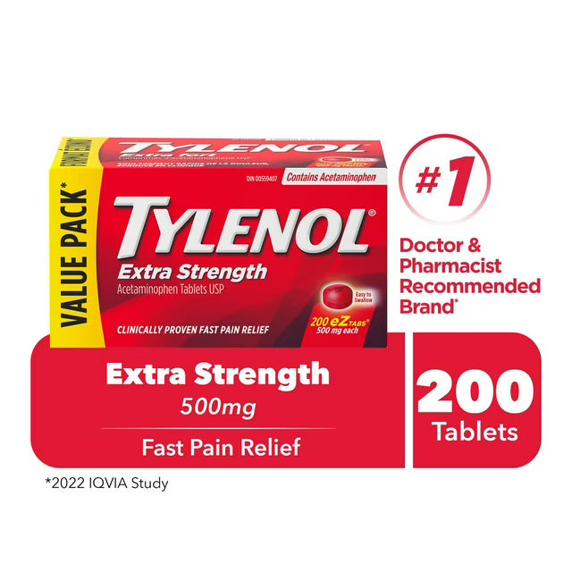 Tylenol Pain Relief Medicine, Headache and Pain Reliever and Fever Reducer, Extra Strength, Acetaminophen eZ Tabs, 500 mg