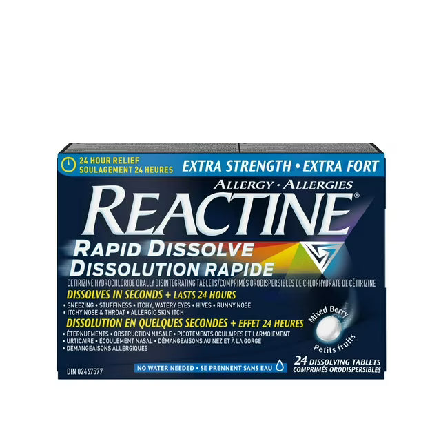 Reactine Rapid Dissolve Extra Strength Tablets - For Itchy Eyes, Hives, Runny Nose - 24 Hour Allergy Relief