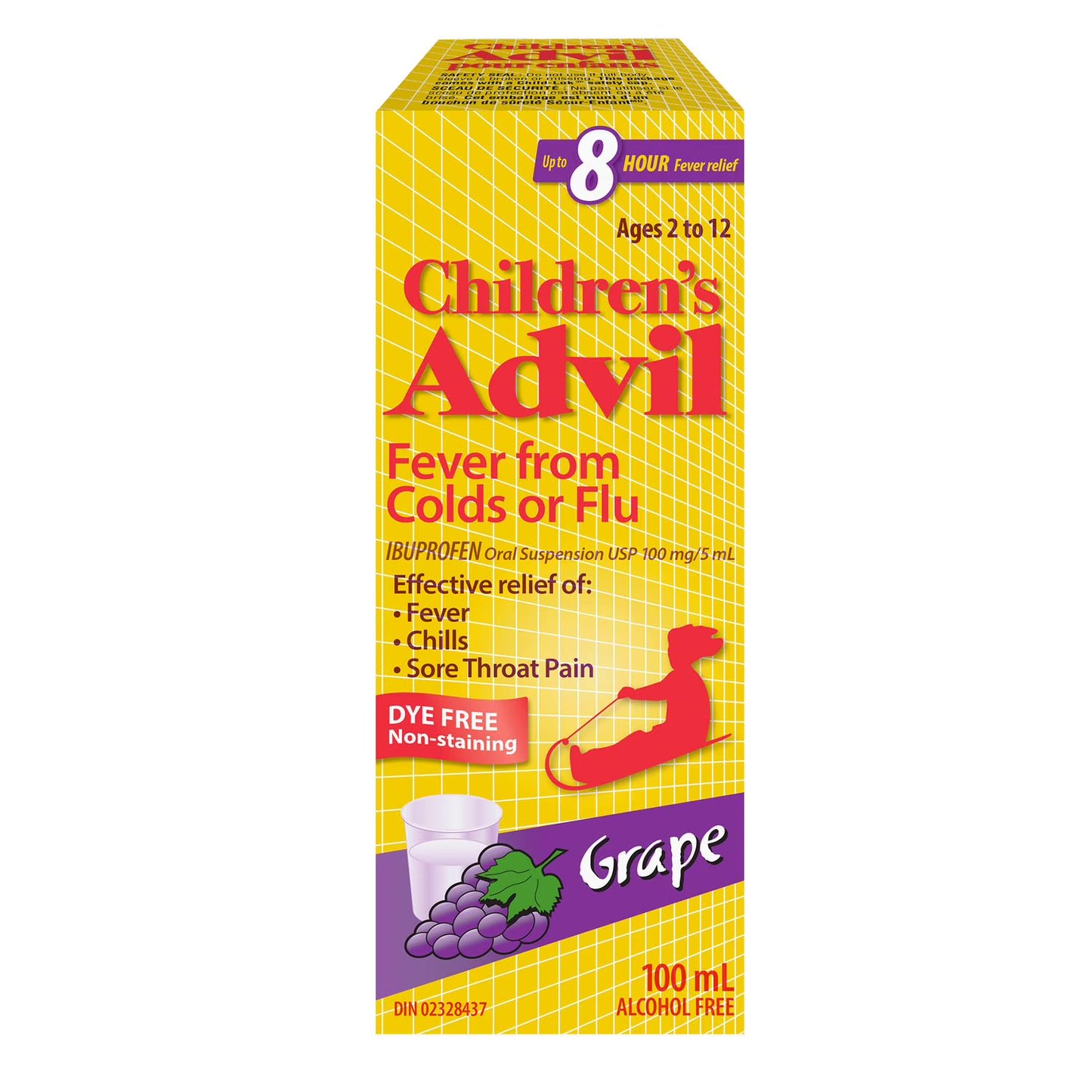 Advil Children's Fever From Colds or Flu Ibuprofen Oral Suspension USP 100 mg/5 mL Grape 100 mL