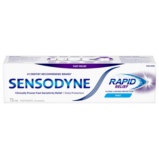 Sensodyne Rapid Relief Daily Sensitivity Toothpaste, Plaque and Tartar Remover for Teeth, Fresh Breath, Prevents Cavities, 75 mL
