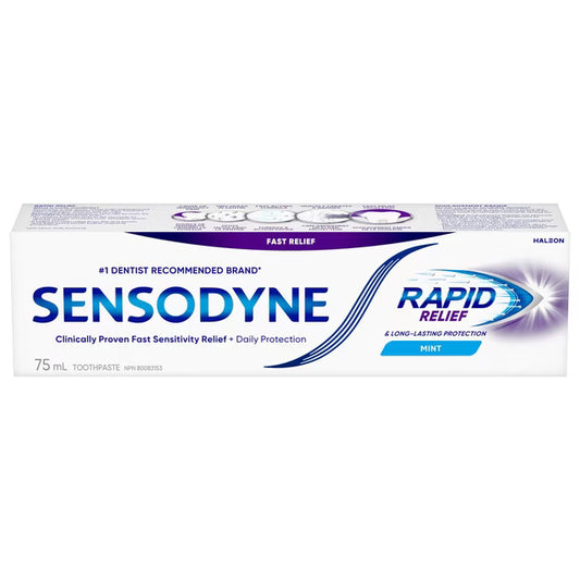 Sensodyne Rapid Relief Daily Sensitivity Toothpaste, Plaque and Tartar Remover for Teeth, Fresh Breath, Prevents Cavities, 75 mL