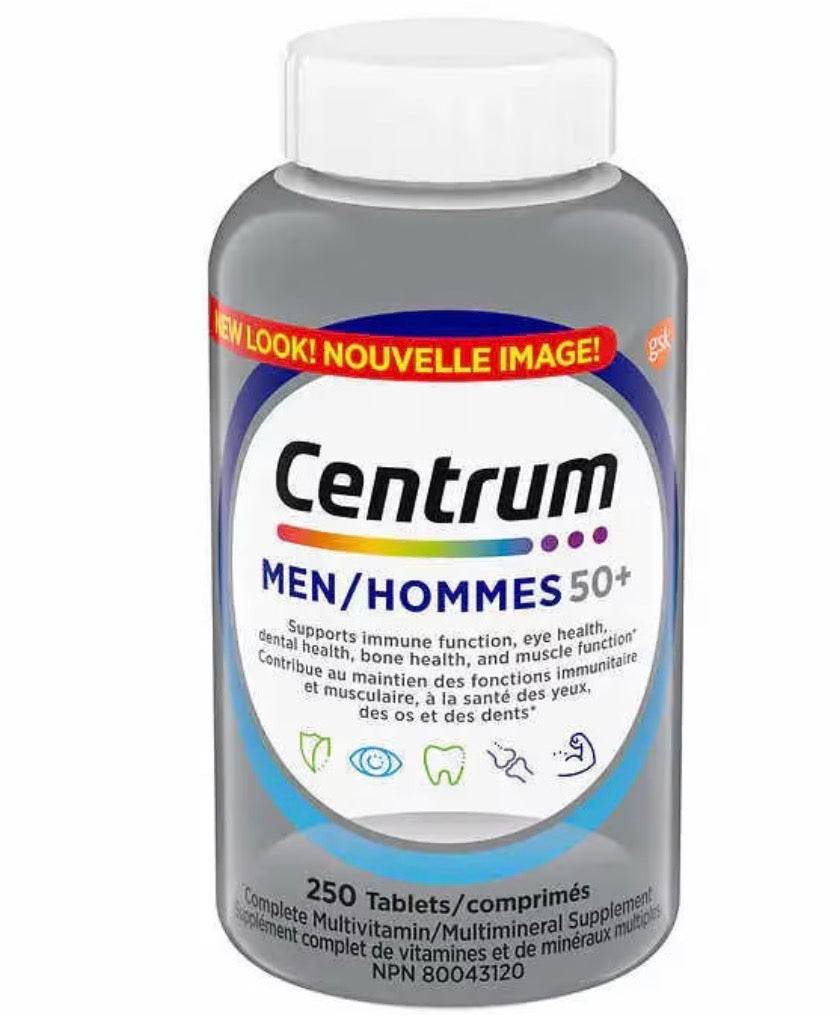 Centrum Complete Multivitamin for Men 50+ - 250 Tablets | Age-Defying Nutrition