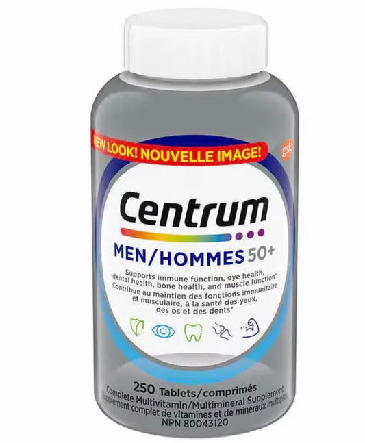 Centrum Complete Multivitamin for Men 50+ - 250 Tablets | Age-Defying Nutrition