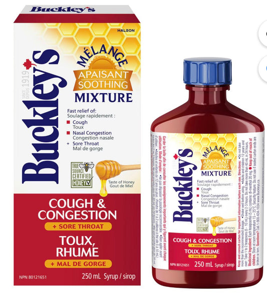 BUCKLEY'S Soothing Mixture Syrup for Cough, Congestion & Sore Throat, 250ml