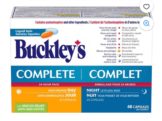 Buckley's Complete 24-Hour Pack Liquid Gels with Mucus Relief, 48 Count