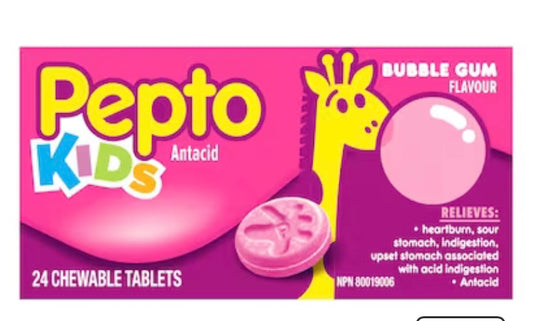 Pepto Bismol
Kid's Bubblegum Flavor Chewables for Heartburn, Acid Indigestion, Upset Stomach, 24ct