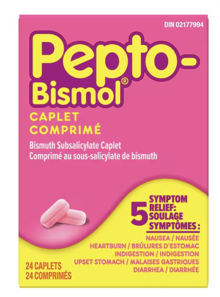 Pepto Bismol
Caplets for Nausea, Heartburn, Indigestion, Upset Stomach, and Diarrhea 24 ct