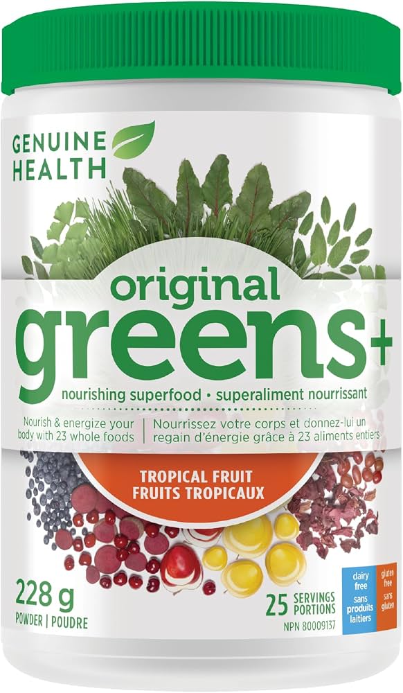 Genuine Health Original Greens+ Superfood Greens Powder tropical fruit 25 servings, 228gr