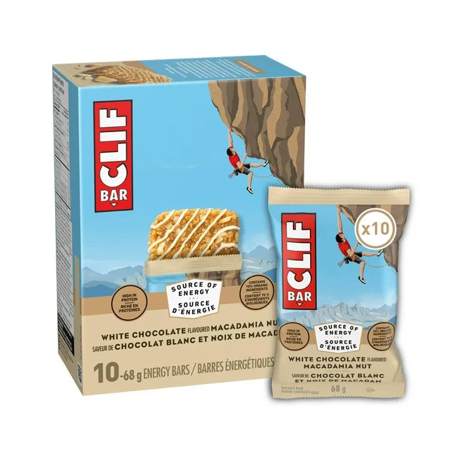 CLIF BAR Energy Bars, White Chocolate Macadamia Nut, Granola Bar, High in Protein, Contains 70% Organic Ingredients 10 Bars