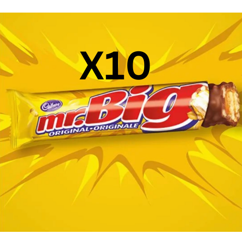 MR BIG CHOCOLATE CANDY BARS CADBURY 60g MADE IN CANADA- x10 BARS