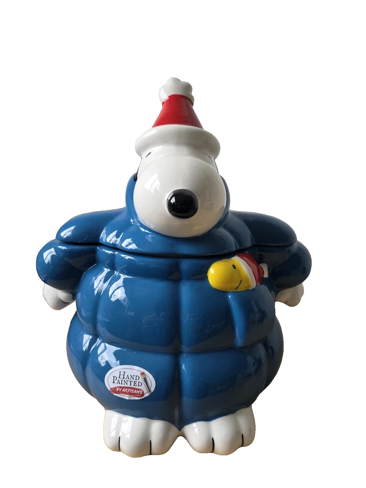 Peanuts Snoopy Woodstock Ceramic Blue Puffer Jacket Cookie Jar Canister