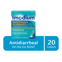 Imodium Diarrhea Relief, Quick-Dissolve 20 Tablets.
